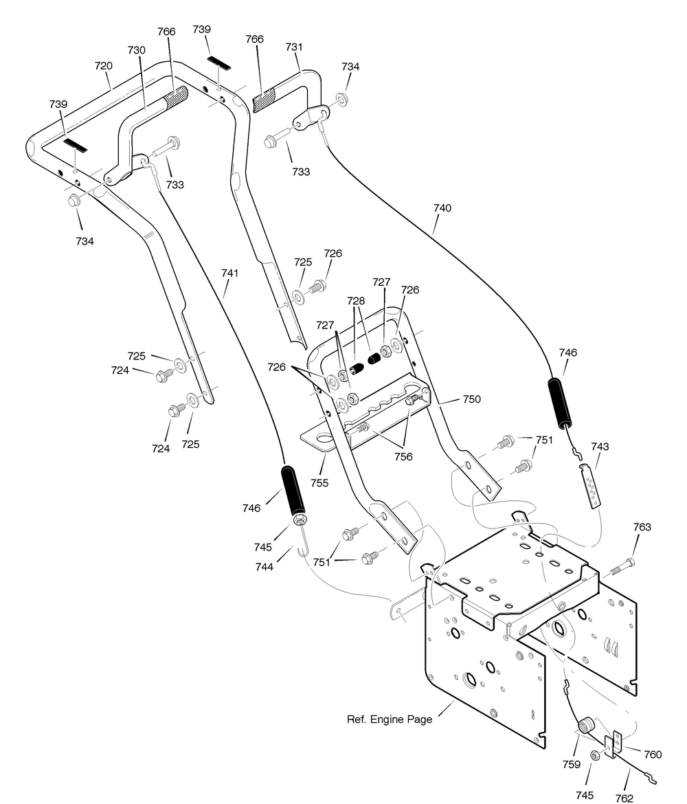 Handle Assembly Diagram and Parts List for C950-52429-0 2004 Briggs and Stratton Snow Blower